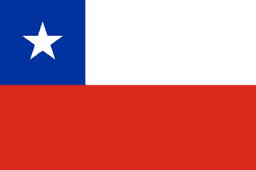 The flag of Chile is composed of two equal horizontal bands of white and red, with a blue square of the same height as the white band superimposed in the canton. A white five-pointed star is centered in the blue square.