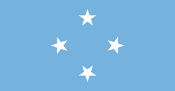 The flag of Micronesia has a light blue field, at the center of which are four five-pointed white stars arranged in the shape of a diamond.