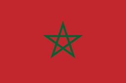 The flag of Morocco features a green pentagram — a five-pointed linear star — centered on a red field.